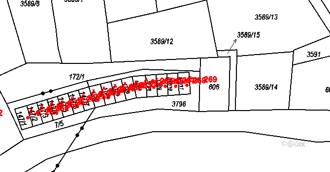 Jílové 267 na parcele st. 172/9 v KÚ Jílové u Děčína, Katastrální mapa
