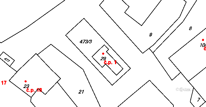 Horní Radíkov 1, Český Rudolec na parcele st. 29 v KÚ Horní Radíkov, Katastrální mapa