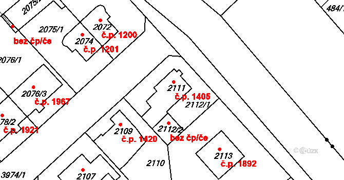 Modřany 1405, Praha na parcele st. 2111 v KÚ Modřany, Katastrální mapa