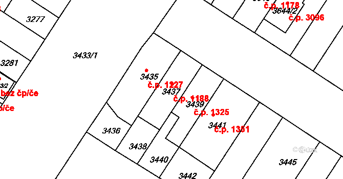 Strašnice 1188, Praha na parcele st. 3437 v KÚ Strašnice, Katastrální mapa