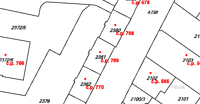 České Budějovice 3 769, České Budějovice na parcele st. 2381 v KÚ České Budějovice 3, Katastrální mapa