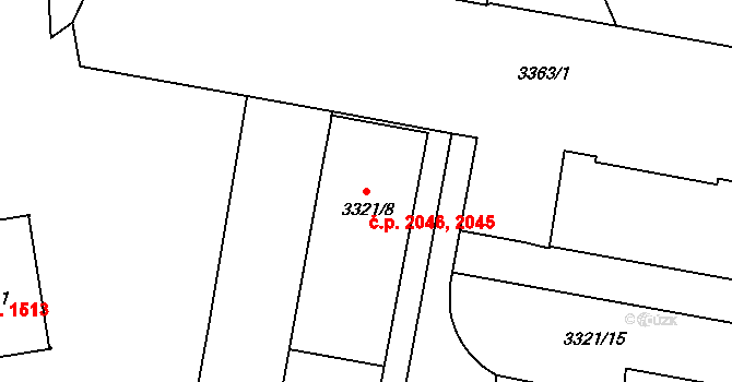 České Budějovice 3 2045,2046, České Budějovice na parcele st. 3321/8 v KÚ České Budějovice 3, Katastrální mapa