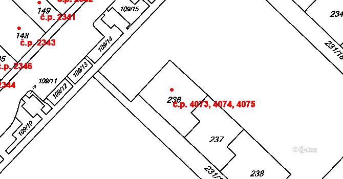 Chomutov 4073,4074,4075 na parcele st. 236 v KÚ Chomutov II, Katastrální mapa