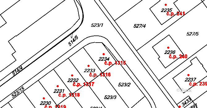 Ústí nad Orlicí 1315 na parcele st. 2234 v KÚ Ústí nad Orlicí, Katastrální mapa