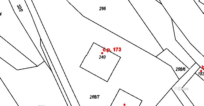 Bušín 173 na parcele st. 240 v KÚ Bušín, Katastrální mapa