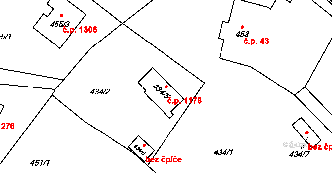 Liberec XIV-Ruprechtice 1178, Liberec na parcele st. 434/5 v KÚ Ruprechtice, Katastrální mapa
