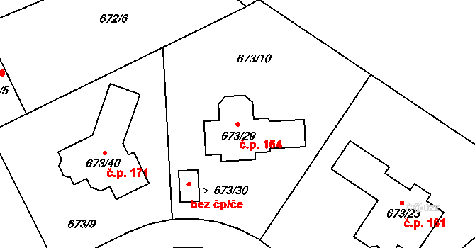 Hůrky 164, Karlovy Vary na parcele st. 673/29 v KÚ Olšová Vrata, Katastrální mapa