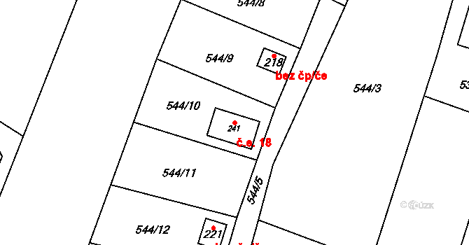 Vystrkov 18 na parcele st. 241 v KÚ Vystrkov u Humpolce, Katastrální mapa