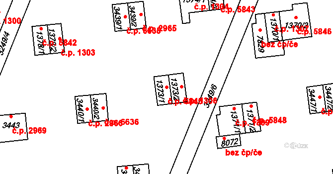 Zlín 5845 na parcele st. 1373/1 v KÚ Zlín, Katastrální mapa