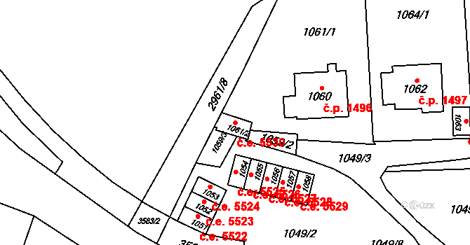 Kadaň 5530 na parcele st. 1061/2 v KÚ Kadaň, Katastrální mapa