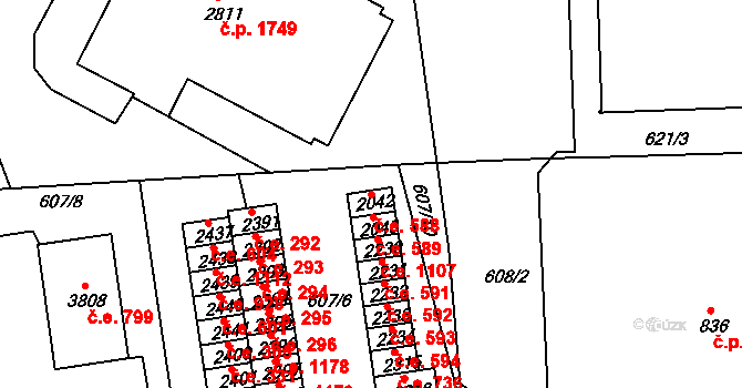 Náchod 588 na parcele st. 2042 v KÚ Náchod, Katastrální mapa