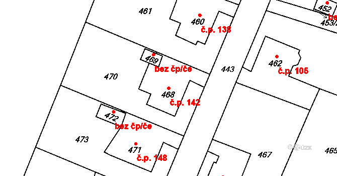Proskovice 142, Ostrava na parcele st. 468 v KÚ Proskovice, Katastrální mapa