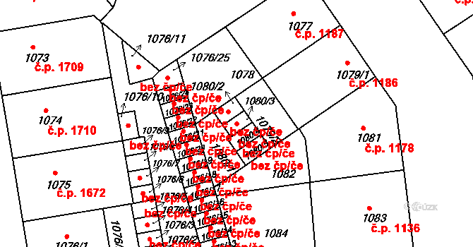 Praha 40352048 na parcele st. 1080/3 v KÚ Žižkov, Katastrální mapa