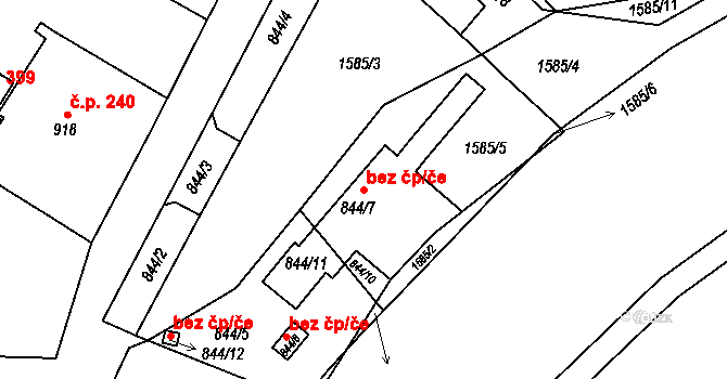 Týnec 40815048 na parcele st. 844/7 v KÚ Týnec na Moravě, Katastrální mapa