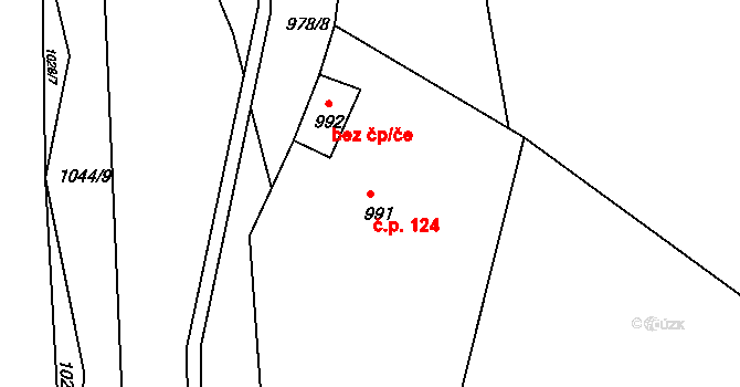 Lípa 124 na parcele st. 991 v KÚ Lípa nad Dřevnicí, Katastrální mapa