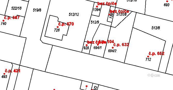 Libochovice 41098048 na parcele st. 928 v KÚ Libochovice, Katastrální mapa