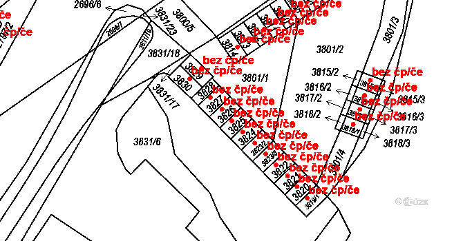 Chomutov 45056048 na parcele st. 3825 v KÚ Chomutov I, Katastrální mapa