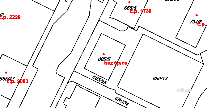 Benešov 45334048 na parcele st. 665/5 v KÚ Benešov u Prahy, Katastrální mapa