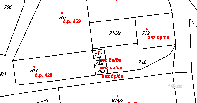 Moravský Beroun 46329048 na parcele st. 711 v KÚ Moravský Beroun, Katastrální mapa