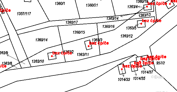 Jablonec nad Nisou 48980048 na parcele st. 1363/3 v KÚ Mšeno nad Nisou, Katastrální mapa