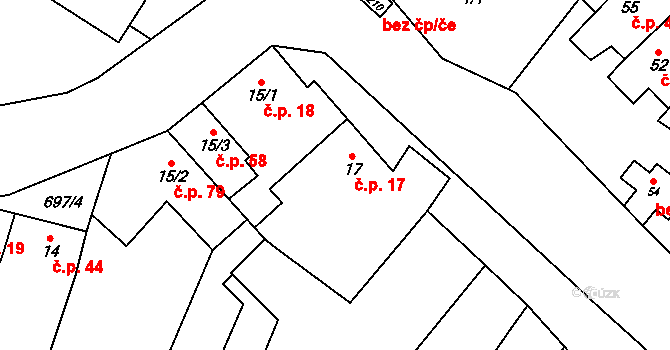 Černčín 17, Bučovice na parcele st. 17 v KÚ Černčín, Katastrální mapa