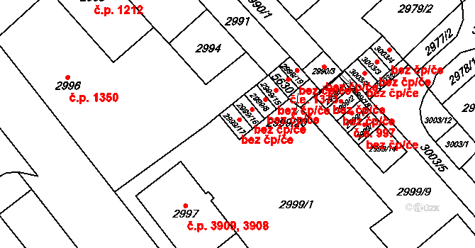 Chomutov 833 na parcele st. 2999/17 v KÚ Chomutov I, Katastrální mapa