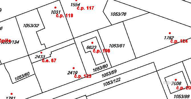 Beroun-Zavadilka 198, Beroun na parcele st. 6623 v KÚ Beroun, Katastrální mapa