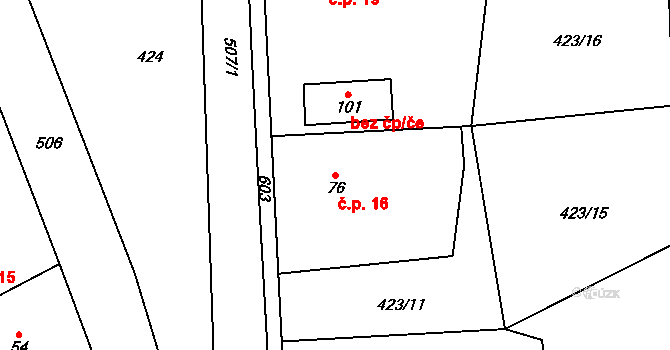 Nákle 16, Klešice na parcele st. 76 v KÚ Klešice, Katastrální mapa