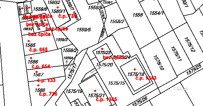 Hulín 54099048 na parcele st. 1575/23 v KÚ Hulín, Katastrální mapa