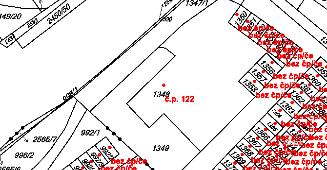 Česká Ves 122 na parcele st. 1348 v KÚ Česká Ves, Katastrální mapa