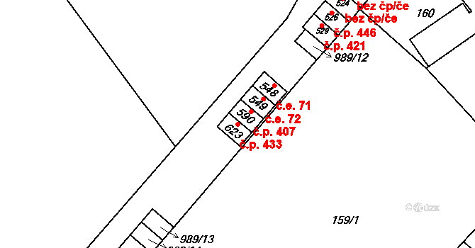 Kokory 433 na parcele st. 623 v KÚ Kokory, Katastrální mapa