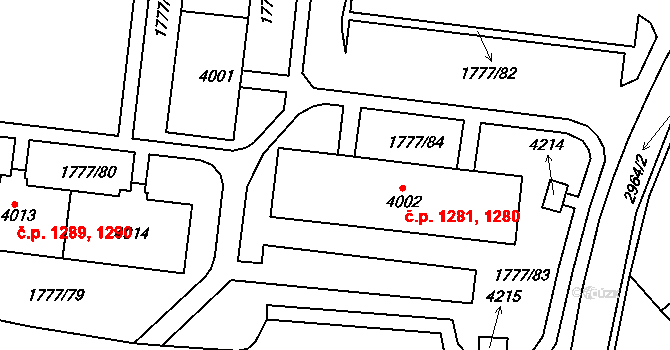 Havlíčkův Brod 1280,1281 na parcele st. 4002 v KÚ Havlíčkův Brod, Katastrální mapa