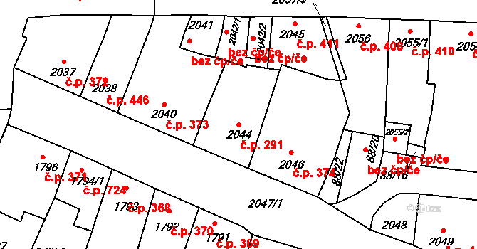 Velké Pavlovice 291 na parcele st. 2044 v KÚ Velké Pavlovice, Katastrální mapa