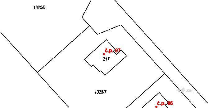 Litíč 97 na parcele st. 217 v KÚ Litíč, Katastrální mapa