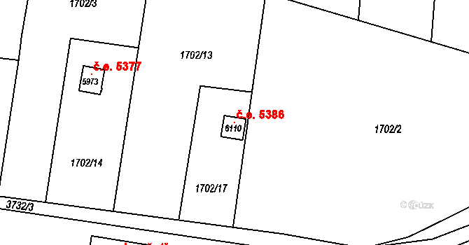 Dvůr Králové nad Labem 5386 na parcele st. 6110 v KÚ Dvůr Králové nad Labem, Katastrální mapa