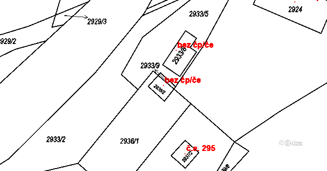 Bystřice nad Pernštejnem 107614049 na parcele st. 2936/2 v KÚ Bystřice nad Pernštejnem, Katastrální mapa