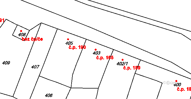 Oleksovice 165 na parcele st. 403 v KÚ Oleksovice, Katastrální mapa