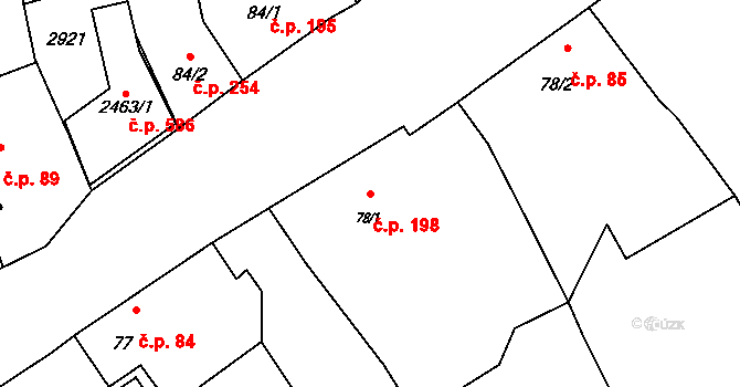 Hranice IV-Drahotuše 198, Hranice na parcele st. 78/1 v KÚ Drahotuše, Katastrální mapa