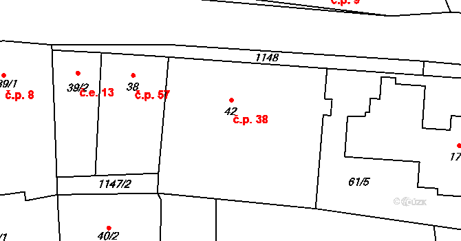 Čelechovice 38, Stochov na parcele st. 42 v KÚ Čelechovice, Katastrální mapa