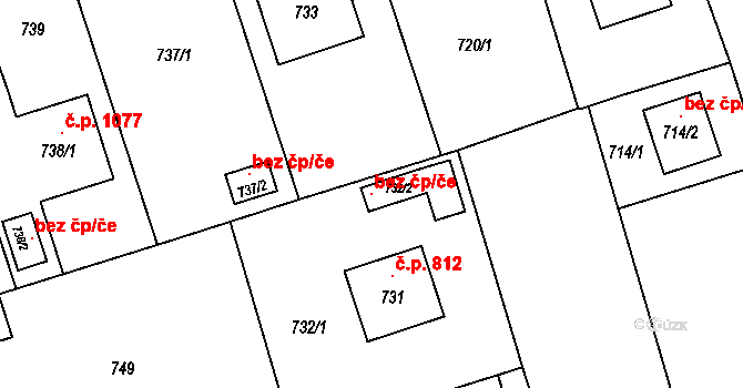 Bystřice 117519049 na parcele st. 732/2 v KÚ Bystřice nad Olší, Katastrální mapa