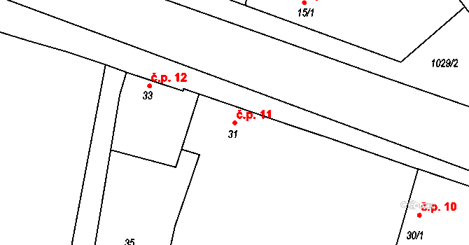 Černuc 11 na parcele st. 31 v KÚ Černuc, Katastrální mapa
