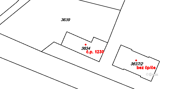 Pod Bezručovým vrchem 1230, Krnov na parcele st. 3634 v KÚ Krnov-Horní Předměstí, Katastrální mapa