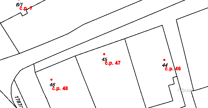 Číměř 47 na parcele st. 45 v KÚ Číměř, Katastrální mapa