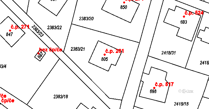 Horní Rokytnice 261, Rokytnice nad Jizerou na parcele st. 805 v KÚ Horní Rokytnice nad Jizerou, Katastrální mapa