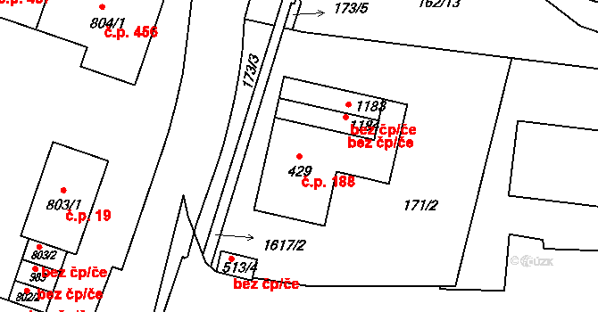 Prachatice II 188, Prachatice na parcele st. 429 v KÚ Prachatice, Katastrální mapa