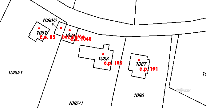 Brná 160, Ústí nad Labem na parcele st. 1083 v KÚ Brná nad Labem, Katastrální mapa
