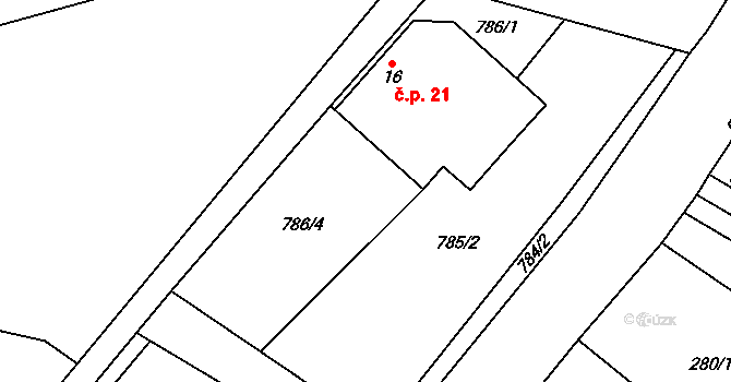 Svépravice 21 na parcele st. 16 v KÚ Svépravice, Katastrální mapa