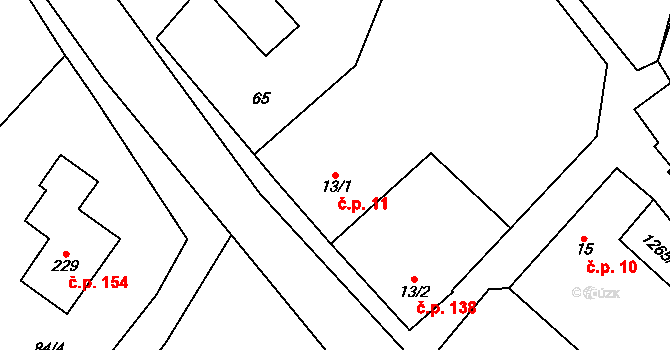 Černovice 11 na parcele st. 13/1 v KÚ Černovice u Kunštátu, Katastrální mapa