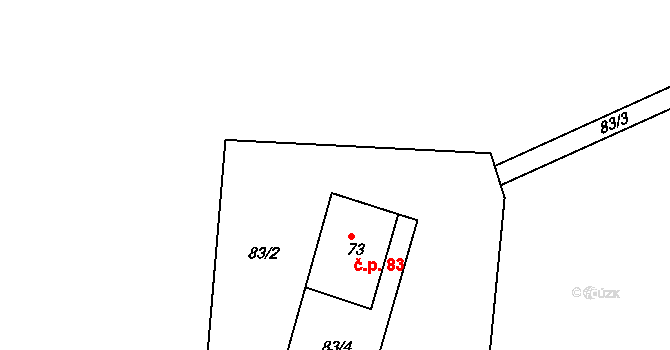Cínovec 83, Dubí na parcele st. 73 v KÚ Cínovec, Katastrální mapa