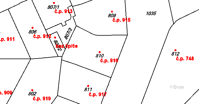 Staré Město 916, Praha na parcele st. 810 v KÚ Staré Město, Katastrální mapa